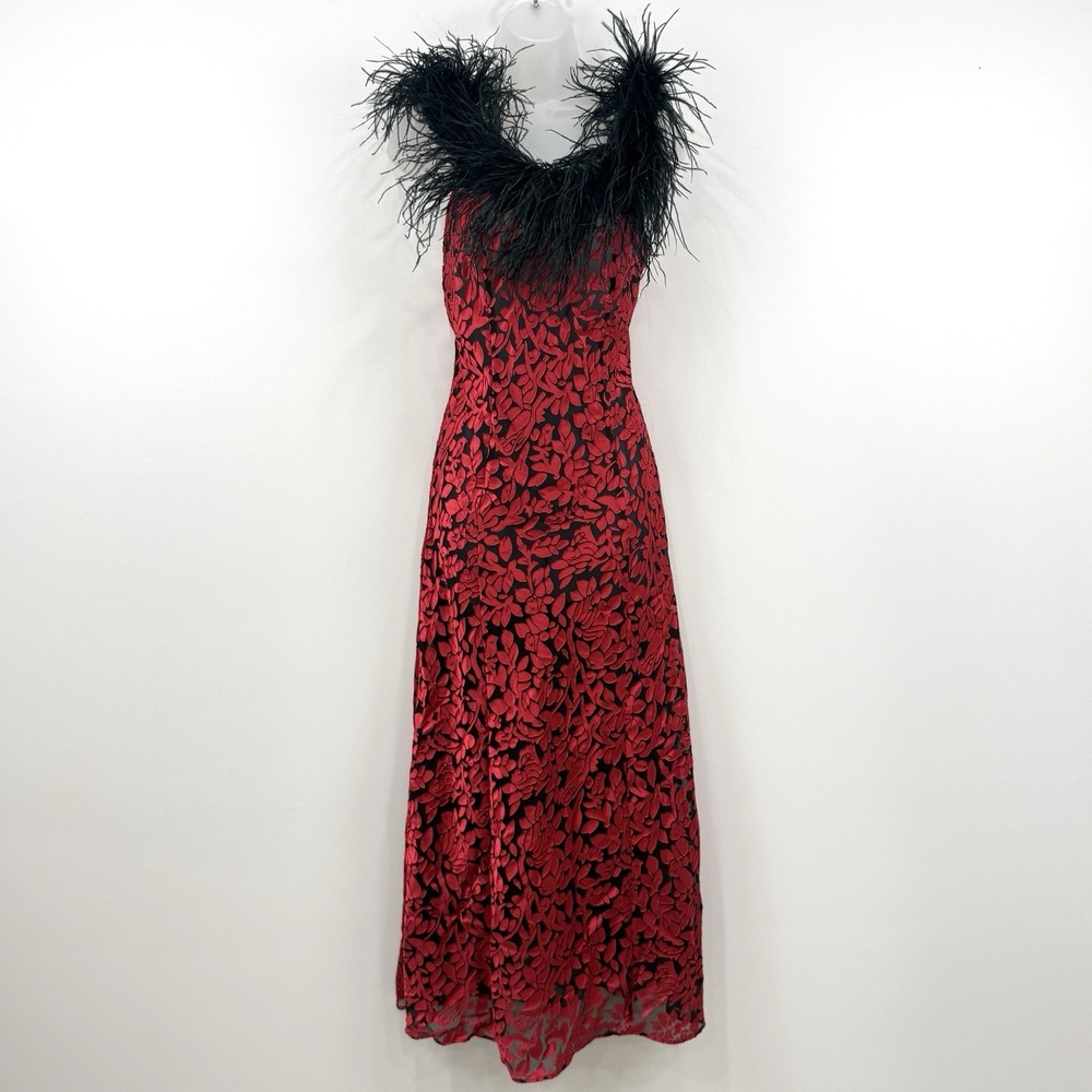 VTG Fredericks Of Hollywood Burnout Slip Dress S Feather Vamp Whimsigoth Witchy